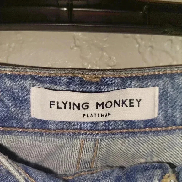 NWT Flying Monkey High Rise Denim Light Wash Mini Skirt Distressed Size 25 - Picture 4 of 7